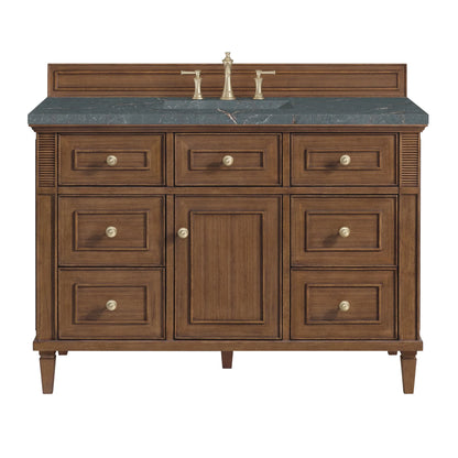 Lorelai 48" Single Vanity, Mid-Century Walnut w/ 3 CM Parisien Bleu Silestone Top w/FreePower Wireless Charger