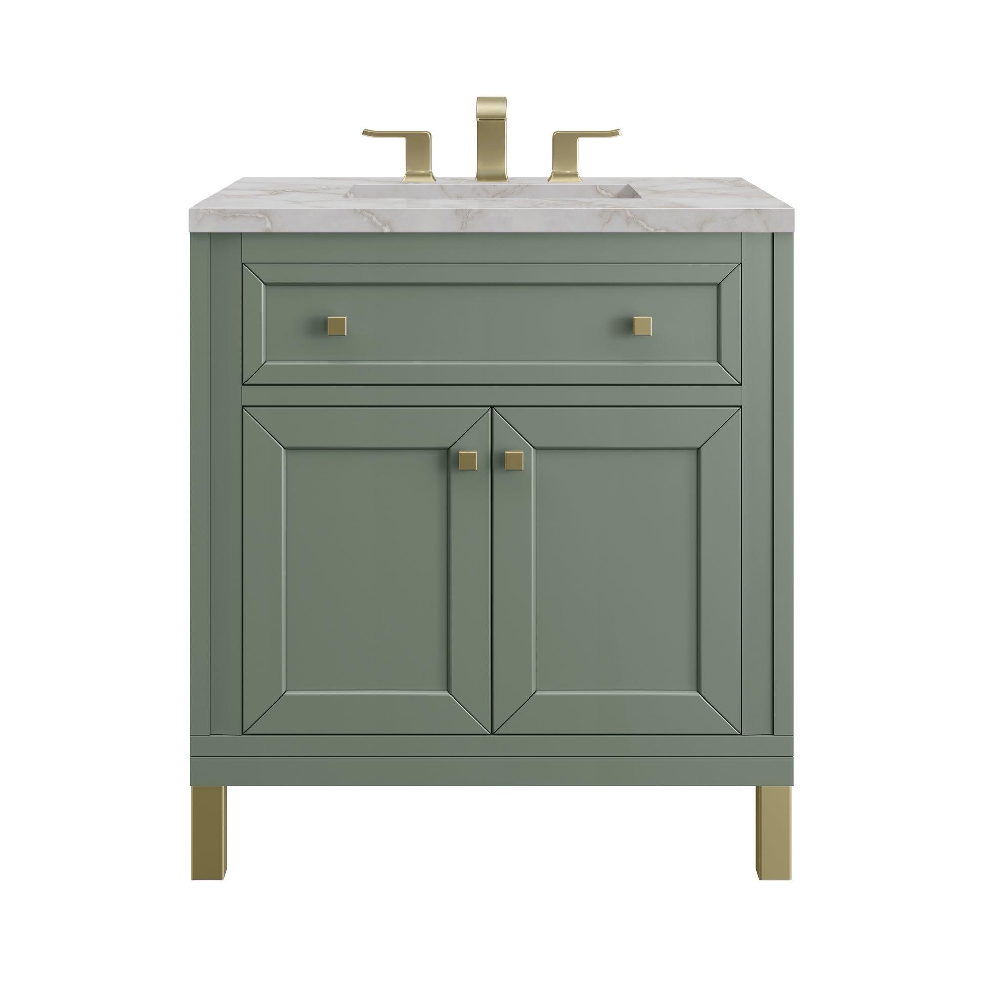Renovate for Less Atlanta Chicago 30" Single Vanity, Smokey Celadon, w/ 3 CM Victorian Silver Silestone® Top