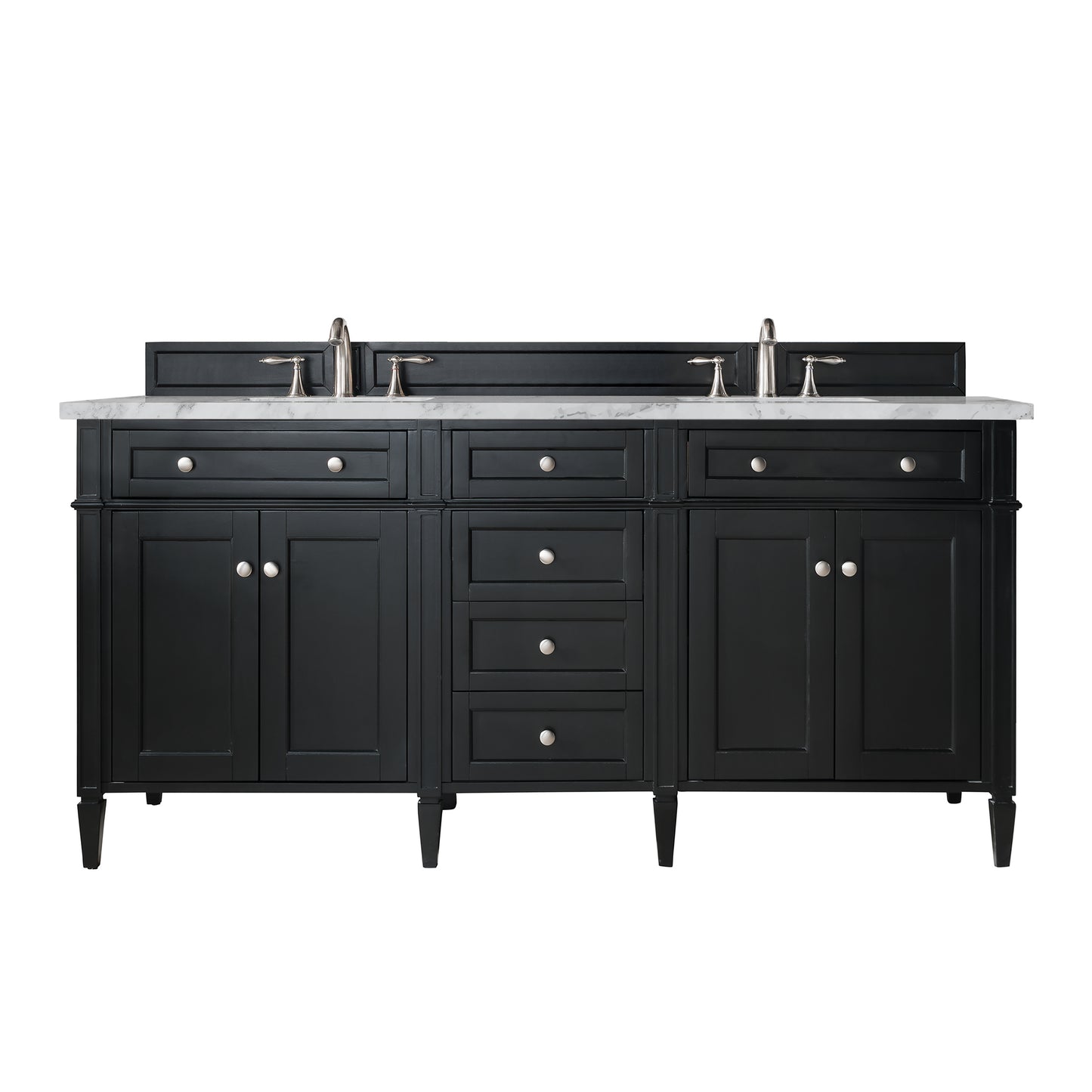 Renovate for Less Atlanta Brittany 72" Double Vanity, Black Onyx w/ 3 CM Carrara Marble Top