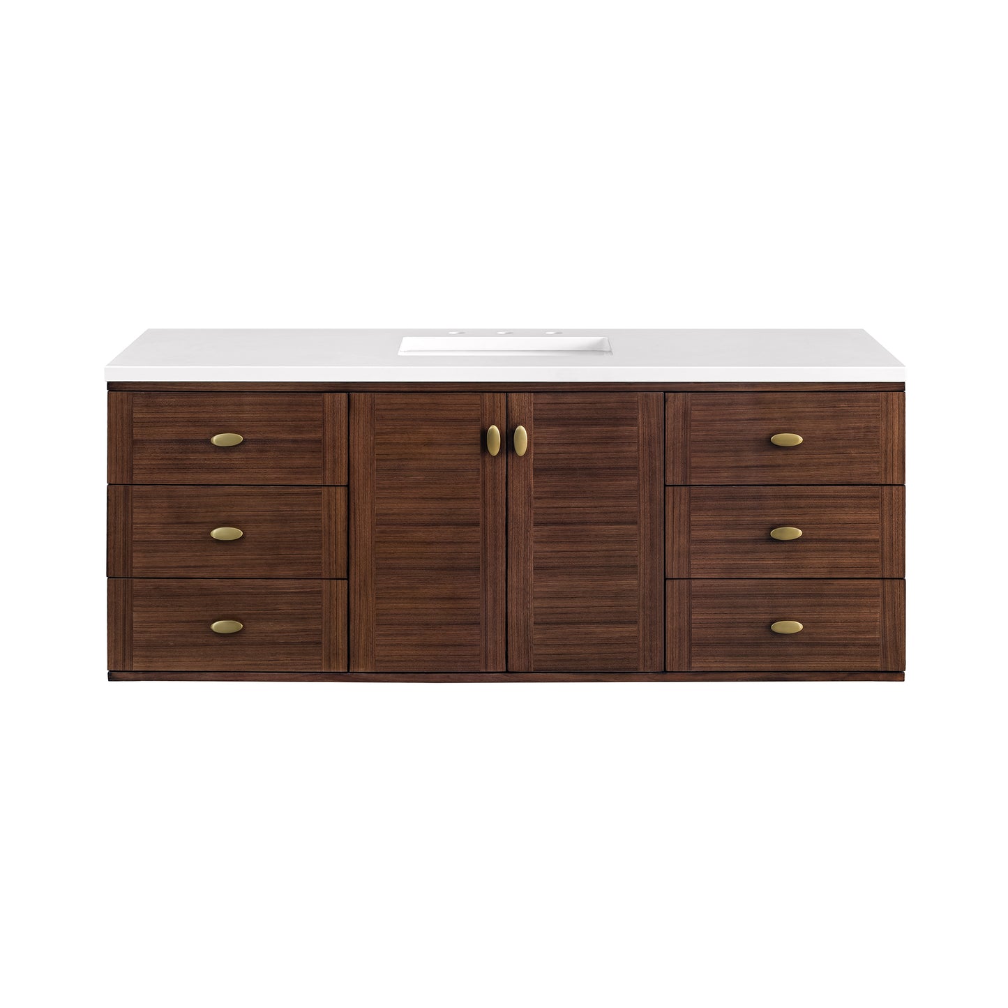 Renovate for Less Atlanta Amberly 60" Single Vanity, Mid-Century Walnut w/ 3 CM White Zeus Top