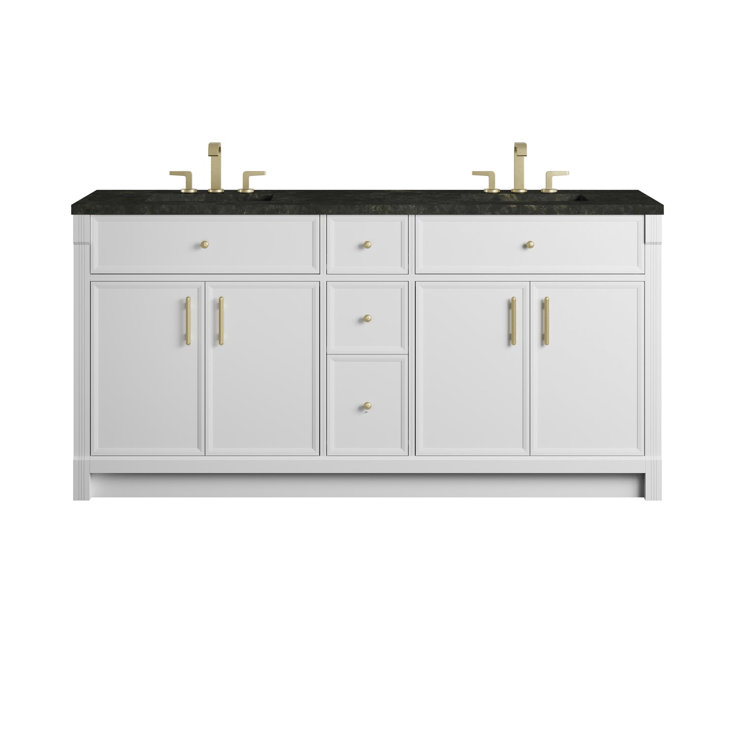 Renovate for Less Atlanta Bellshire 72" Double Vanity, Bright White w/ 3 CM Phantome Eclos Top
