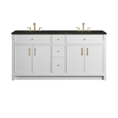 Renovate for Less Atlanta Bellshire 72" Double Vanity, Bright White w/ 3 CM Phantome Eclos Top