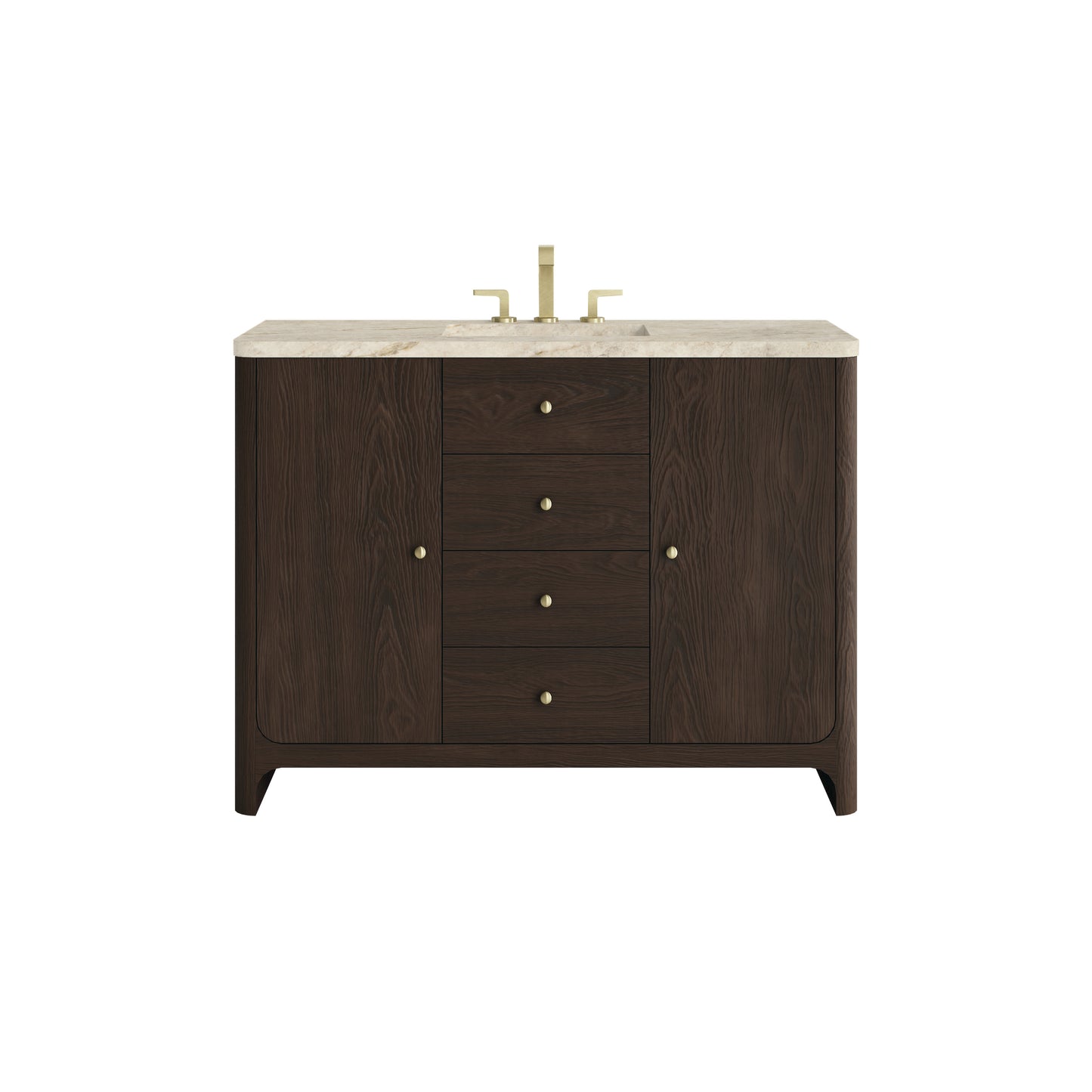 Renovate for Less Atlanta Gracyn 48" Single Vanity, Sable, w/ 3 CM Tajnar Eclos Widespread Top