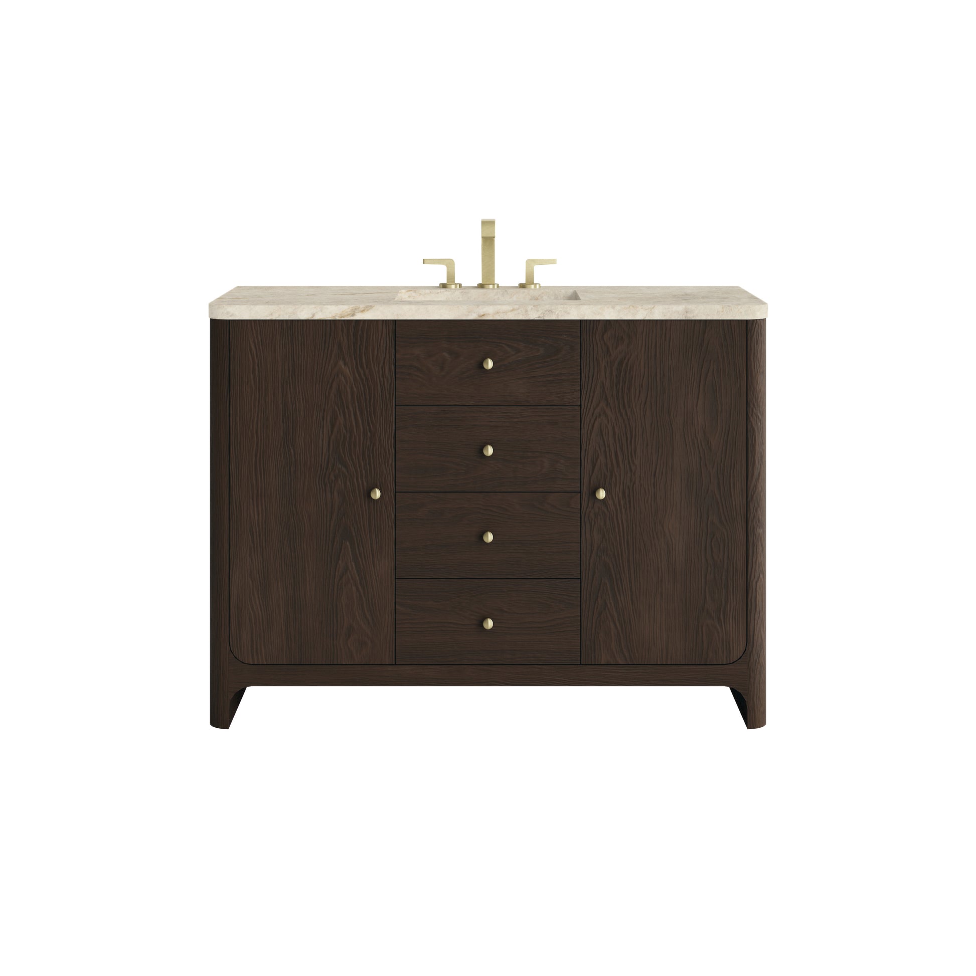 Renovate for Less Atlanta Gracyn 48" Single Vanity, Sable, w/ 3 CM Tajnar Eclos Widespread Top
