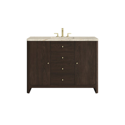 Renovate for Less Atlanta Gracyn 48" Single Vanity, Sable, w/ 3 CM Tajnar Eclos Widespread Top