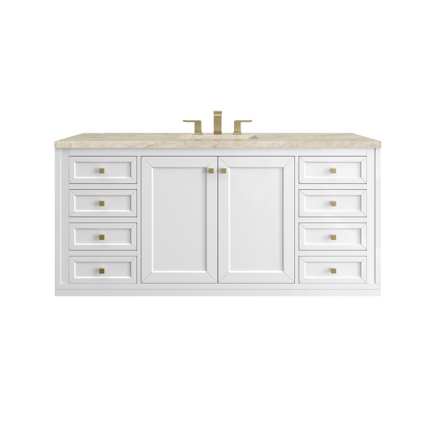 Renovate for Less Atlanta Chicago 60" Single Vanity, Glossy White, w/ 3 CM Tajnar Eclos Top w/FreePower Wireless Charger