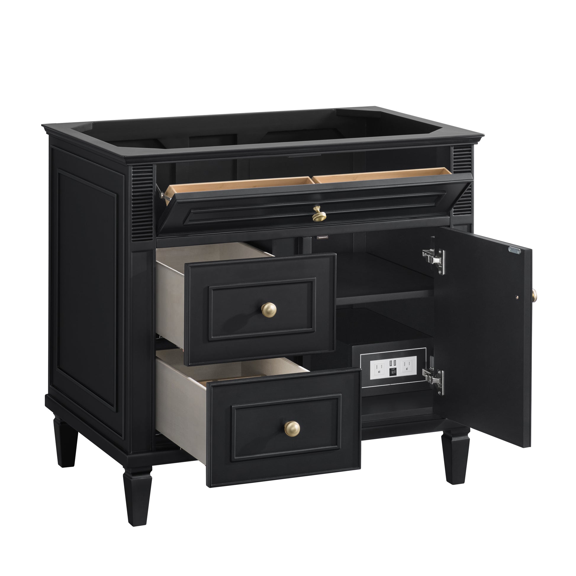 Renovate for Less Atlanta Lorelai 36" Single Vanity, Black Onyx w/ 3 CM White Zeus Silestone Top