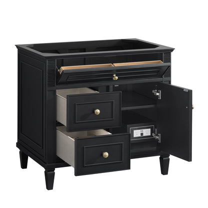 Renovate for Less Atlanta Lorelai 36" Single Vanity, Black Onyx w/ 3 CM White Zeus Silestone Top