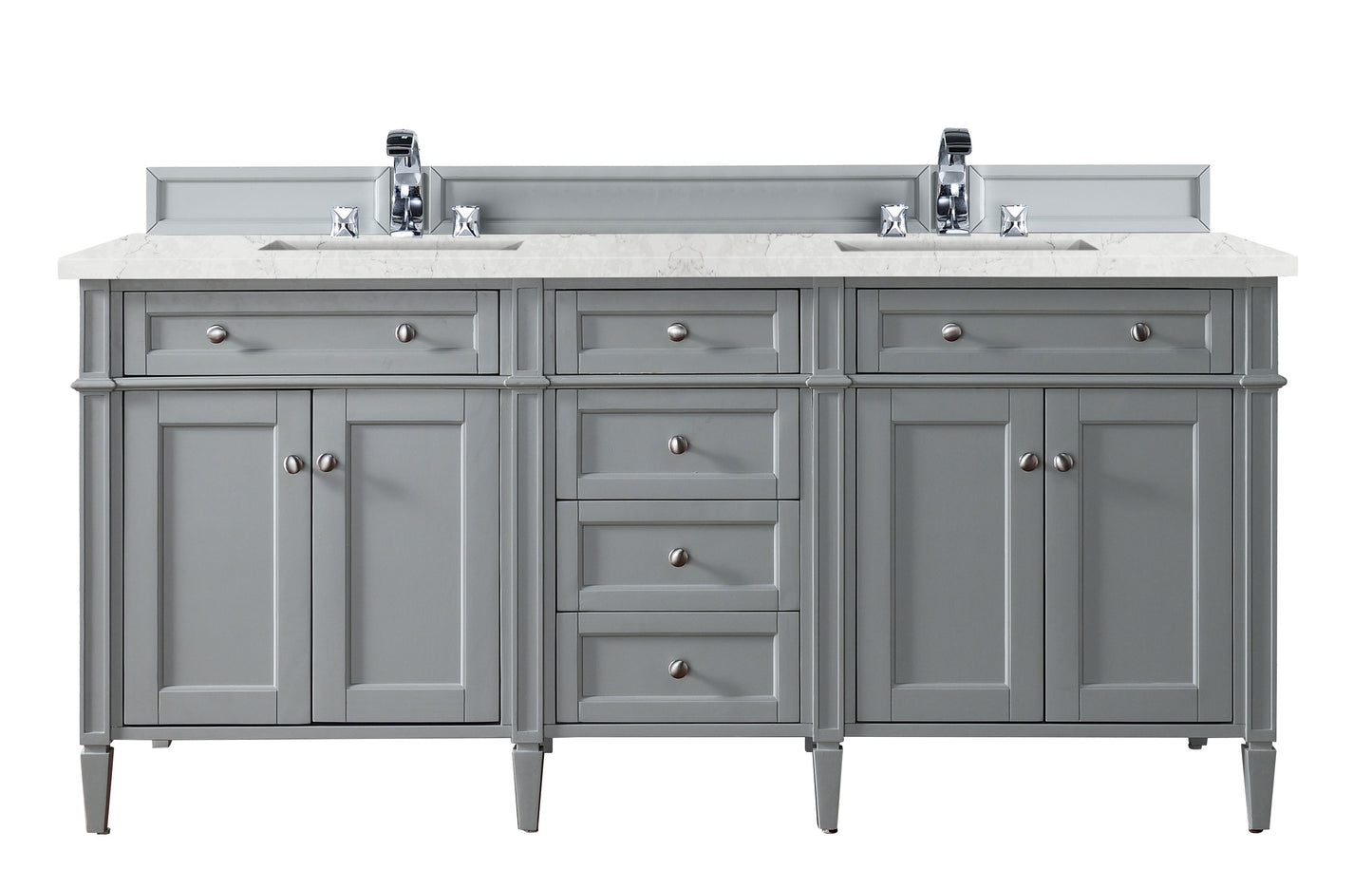 Renovate for Less Atlanta Brittany 72" Double Vanity, Urban Gray w/ 3 CM Eternal Jasmine Pearl Silestone Top w/FreePower Wireless Charger