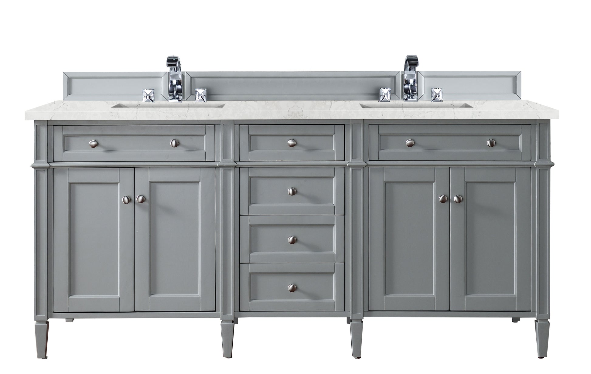 Renovate for Less Atlanta Brittany 72" Double Vanity, Urban Gray w/ 3 CM Eternal Jasmine Pearl Silestone Top w/FreePower Wireless Charger