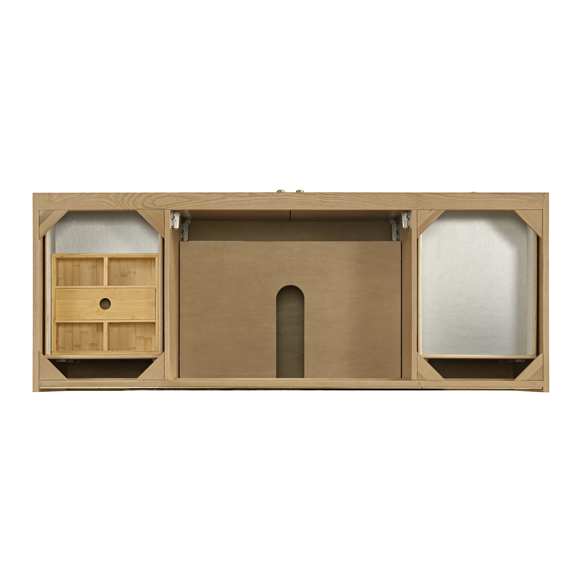 Renovate for Less Atlanta Laurent 60" Single Vanity, Light Natural Oak, w/ 3 CM Victorian Silver Quartz Top