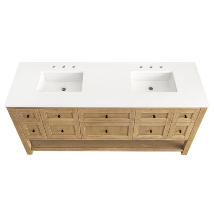 Renovate for Less Atlanta Breckenridge 72" Double Vanity, Light Natural Oak w/ 3 CM White Zeus Top