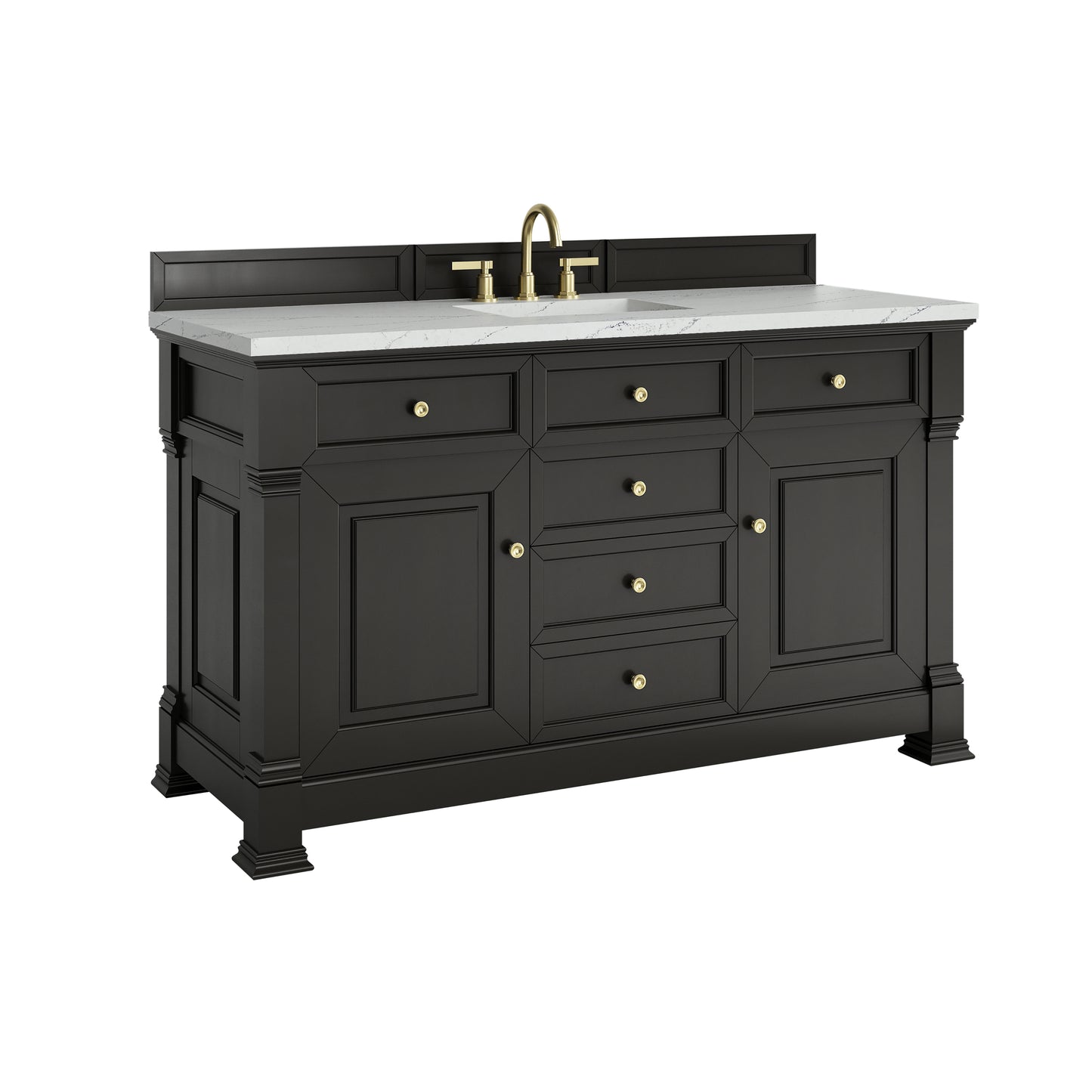 Renovate for Less Atlanta Brookfield 60" Single Vanity, Black Onyx w/ 3 CM Ethereal Noctis Silestone Top