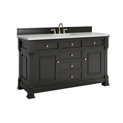 Renovate for Less Atlanta Brookfield 60" Single Vanity, Black Onyx w/ 3 CM Ethereal Noctis Silestone Top
