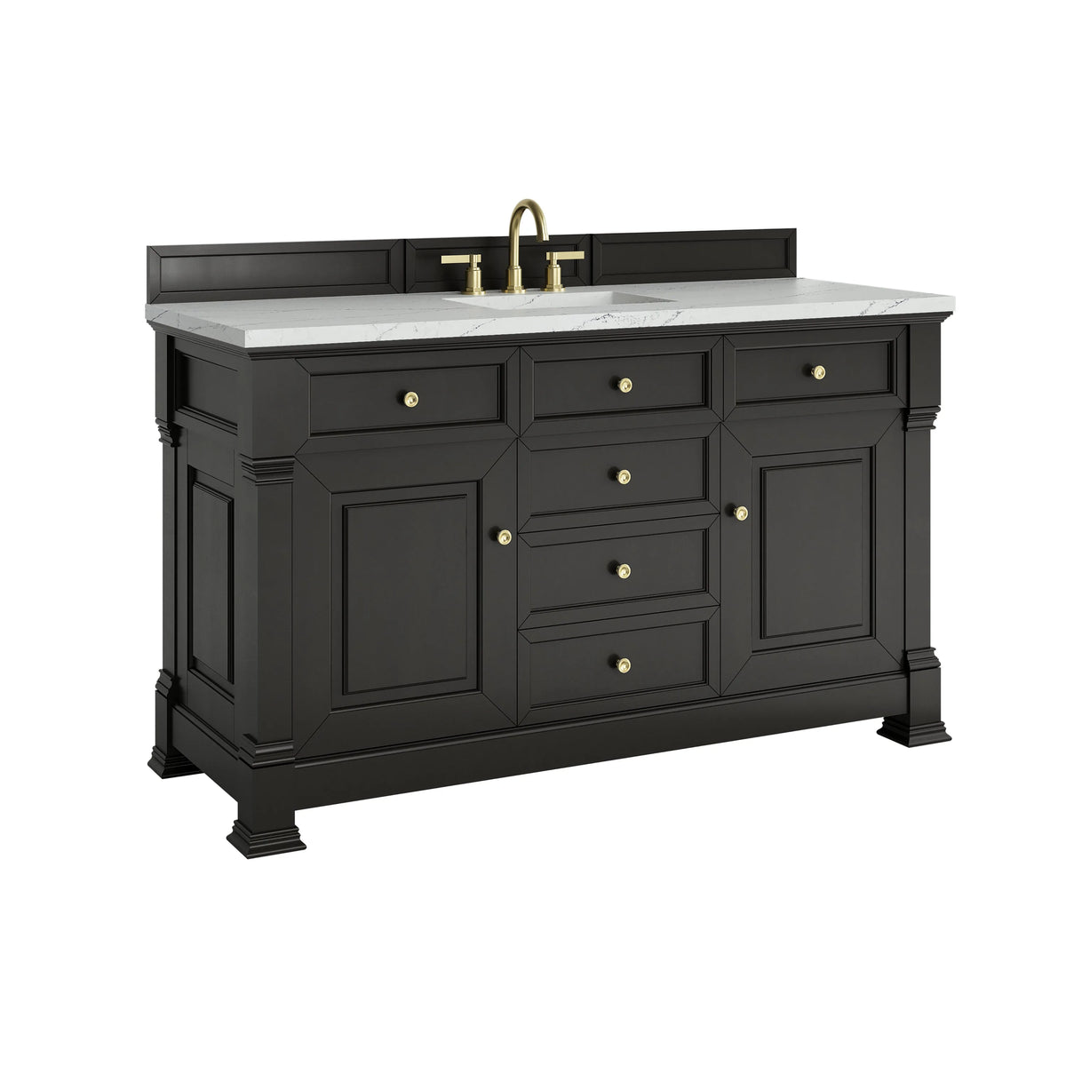 Brookfield 60" Single Vanity, Black Onyx w/ 3 CM Ethereal Noctis Silestone Top