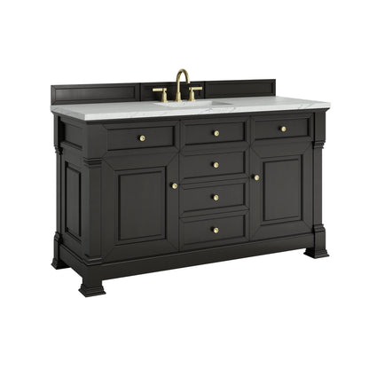 Brookfield 60" Single Vanity, Black Onyx w/ 3 CM Ethereal Noctis Silestone Top