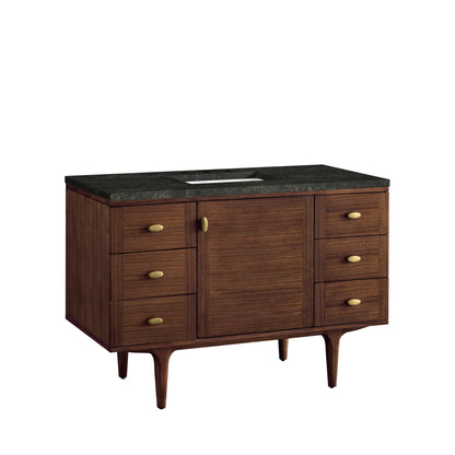Amberly 48" Single Vanity, Mid-Century Walnut, w/ 3 CM Phantome Eclos Top
