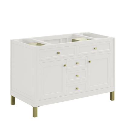 Renovate for Less Atlanta Chicago 48" Single Vanity, Glossy White, w/ 3 CM Tajnar Eclos Top w/FreePower Wireless Charger