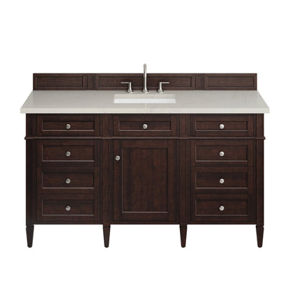 Renovate for Less Atlanta Brittany 60" Single Vanity, Burnished Mahogany, w/ 3 CM Siberian Silestone Top