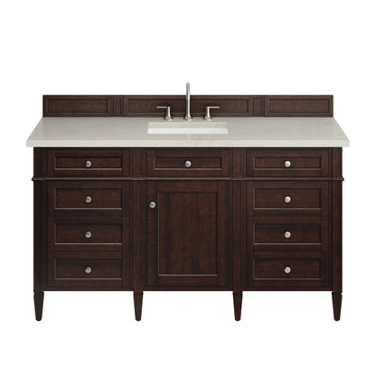 Brittany 60" Single Vanity, Burnished Mahogany, w/ 3 CM Siberian Silestone Top