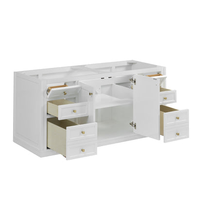Renovate for Less Atlanta Chicago 60" Double Vanity, Glossy White, w/ 3 CM White Zeus Silestone® Top