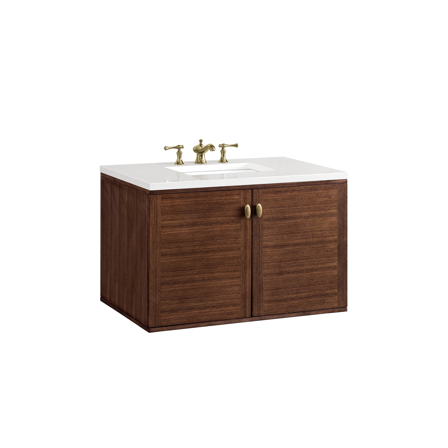 Renovate for Less Atlanta Amberly 36" Single Vanity, Mid-Century Walnut w/ 3 CM White Zeus Top