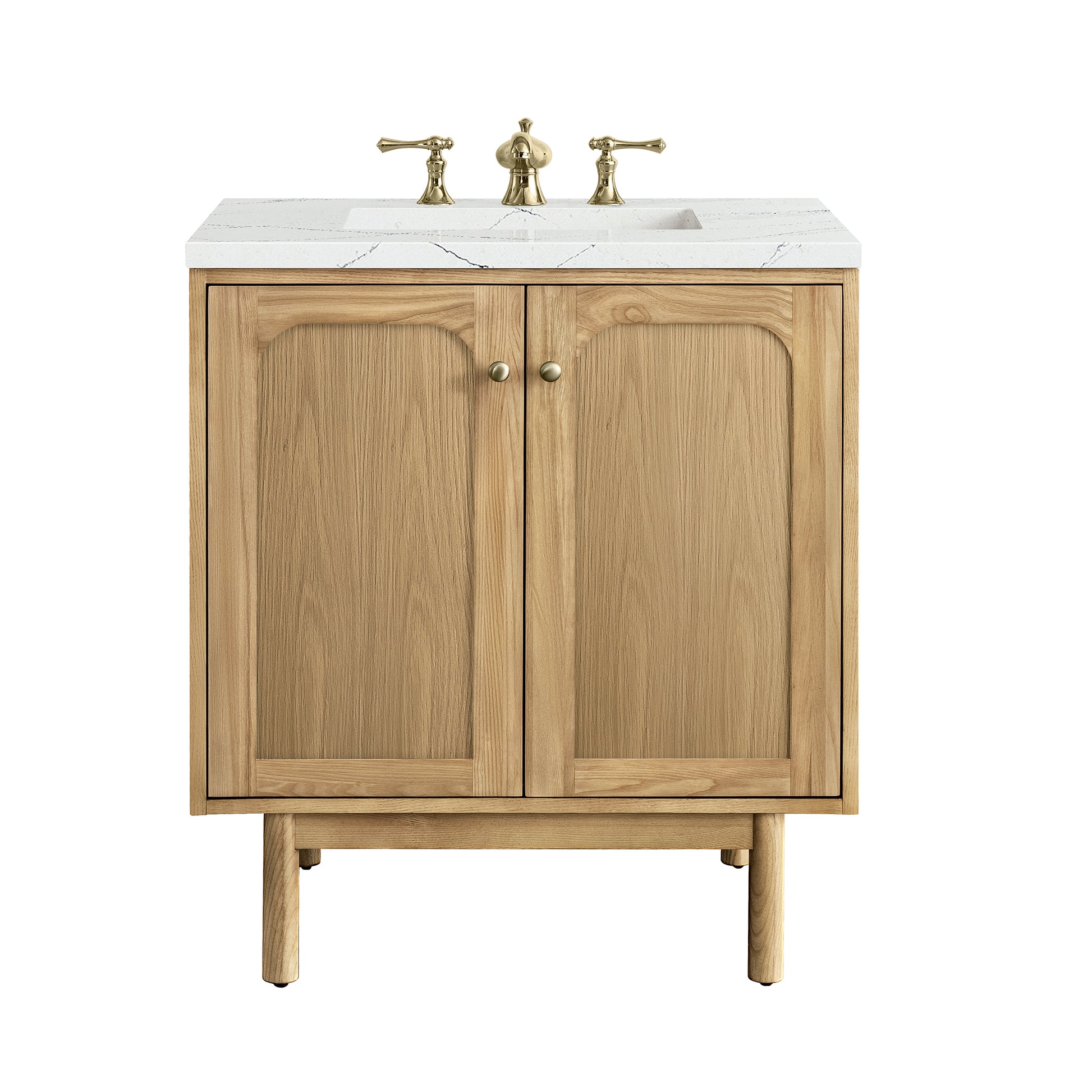 Renovate for Less Atlanta Laurent 30" Single Vanity, Light Natural Oak w/ 3 CM Ethereal Noctis Top