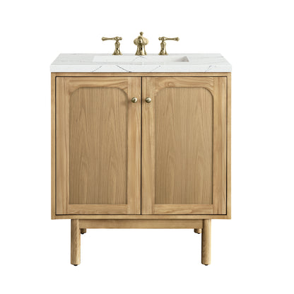 Renovate for Less Atlanta Laurent 30" Single Vanity, Light Natural Oak w/ 3 CM Ethereal Noctis Top