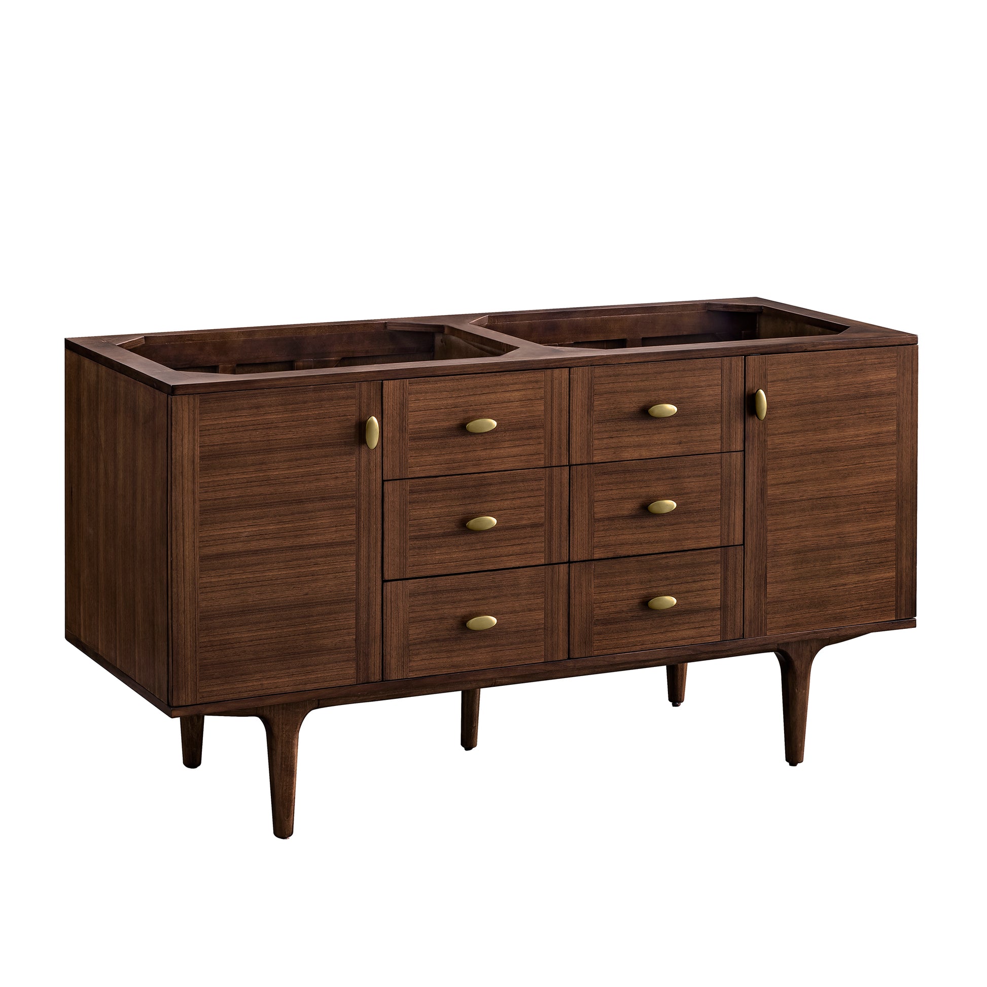 Renovate for Less Atlanta Amberly 60" Double Vanity, Mid-Century Walnut w/ 3 CM Ethereal Noctis Top