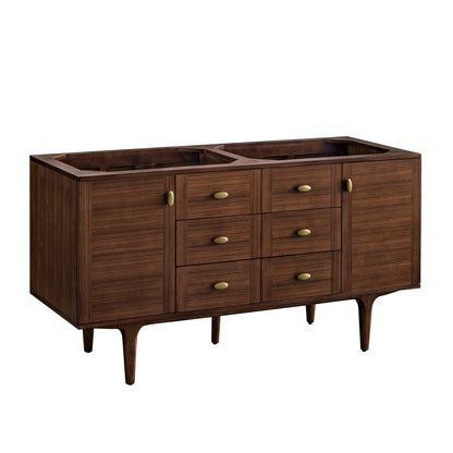 Renovate for Less Atlanta Amberly 60" Double Vanity, Mid-Century Walnut w/ 3 CM Eternal Jasmine Pearl Top