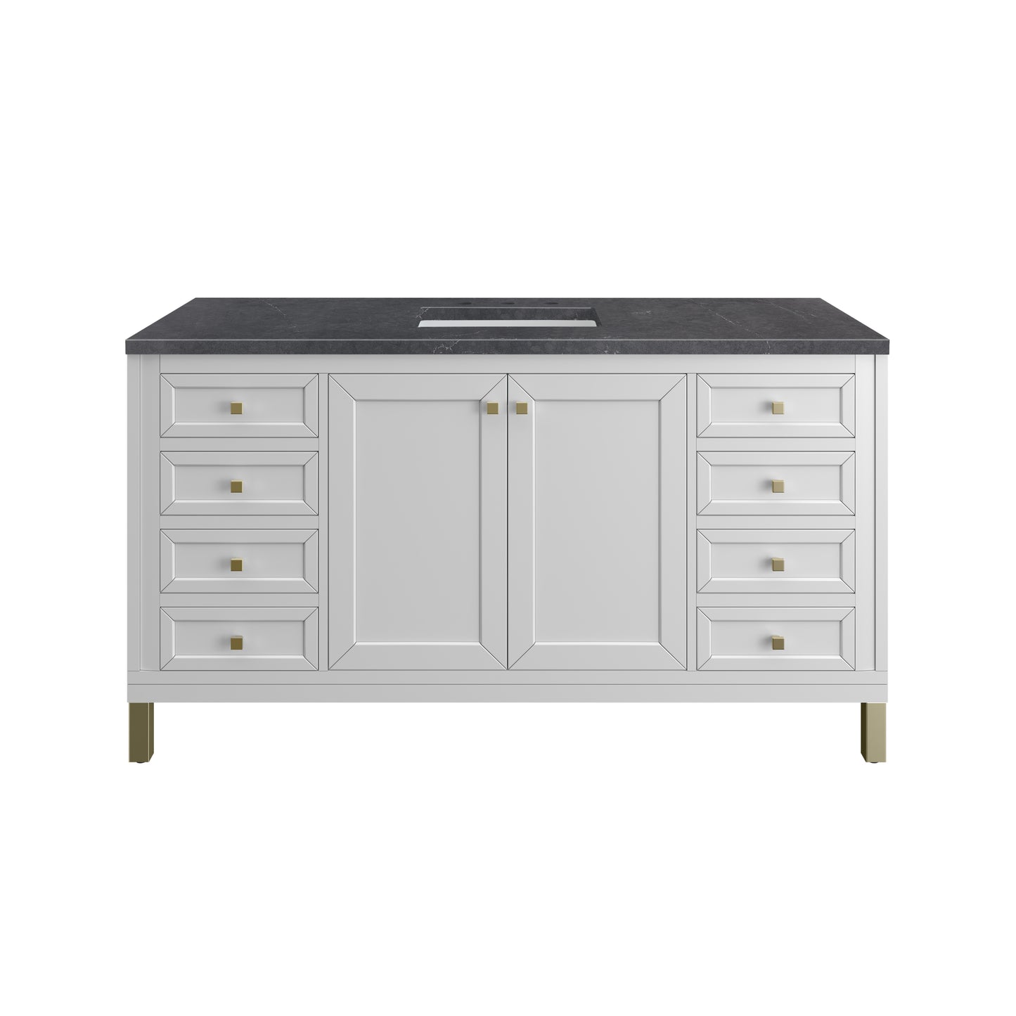 Renovate for Less Atlanta Chicago 60" Single Vanity, Glossy White, w/ 3 CM Charcoal Soapstone Silestone® Top