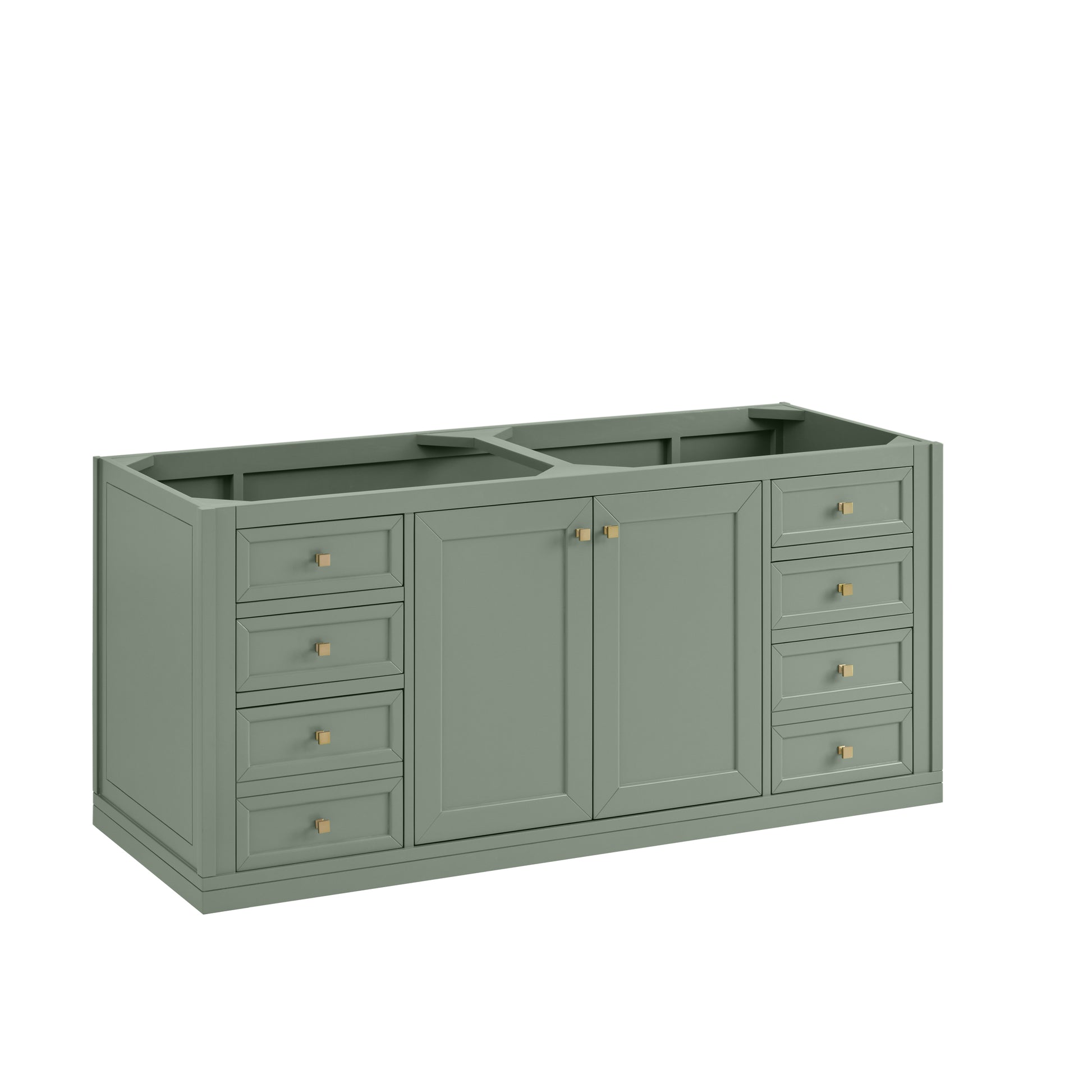Renovate for Less Atlanta Chicago 60" Double Vanity, Smokey Celadon, w/ 3 CM Eternal Jasmine Pearl Silestone® Top