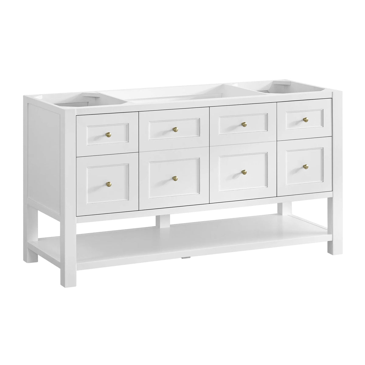 Breckenridge 60" Single Vanity, Bright White, w/ 3 CM White Zeus Quartz Top