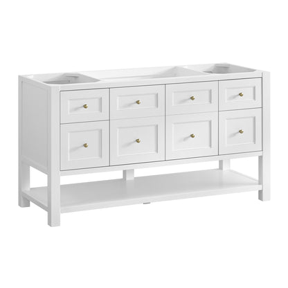 Renovate for Less Atlanta Breckenridge 60" Single Vanity, Bright White, w/ 3 CM Tajnar Eclos Top w/FreePower Wireless Charger