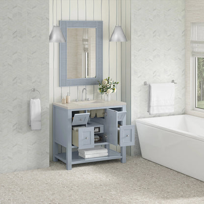 Breckenridge 36" Single Vanity, Serenity Blue, w/ 3 CM Siberian Silestone Top