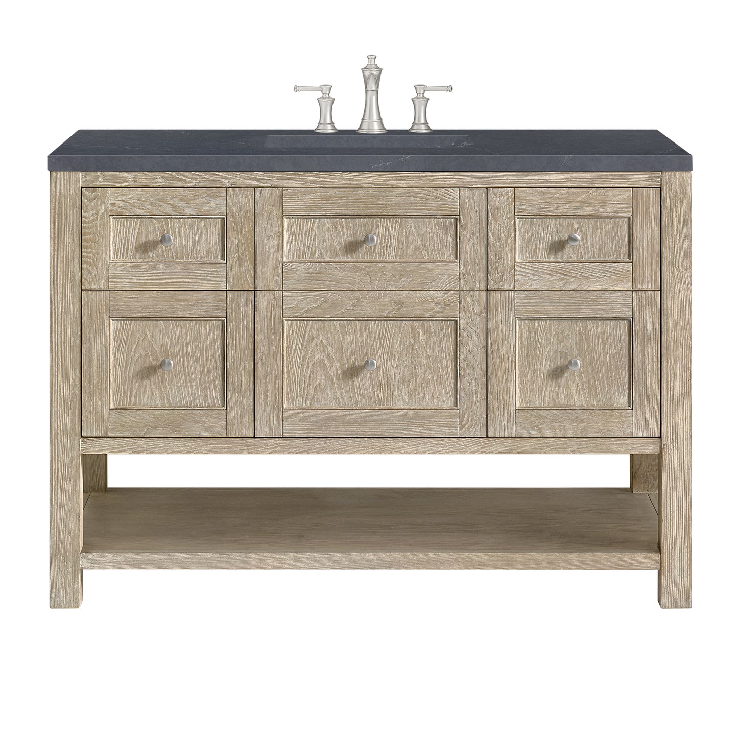 Renovate for Less Atlanta Breckenridge 48" Single Vanity, Whitewashed Oak w/ 3 CM Charcoal Soapstone Silestone Top