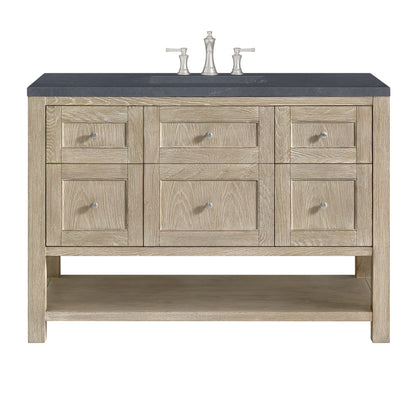 Renovate for Less Atlanta Breckenridge 48" Single Vanity, Whitewashed Oak w/ 3 CM Charcoal Soapstone Silestone Top