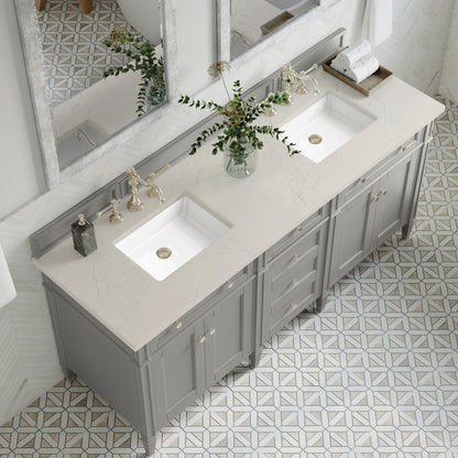 Renovate for Less Atlanta Brittany 72" Double Vanity, Urban Gray, w/ 3 CM Siberian Silestone Top