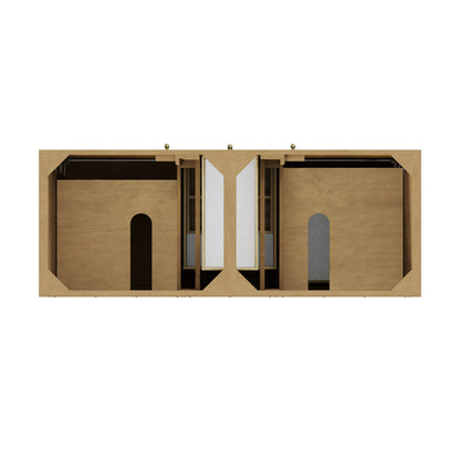 Hudson 60" Double Vanity, Light Natural Oak, w/ 3 CM Tajnar Eclos Top