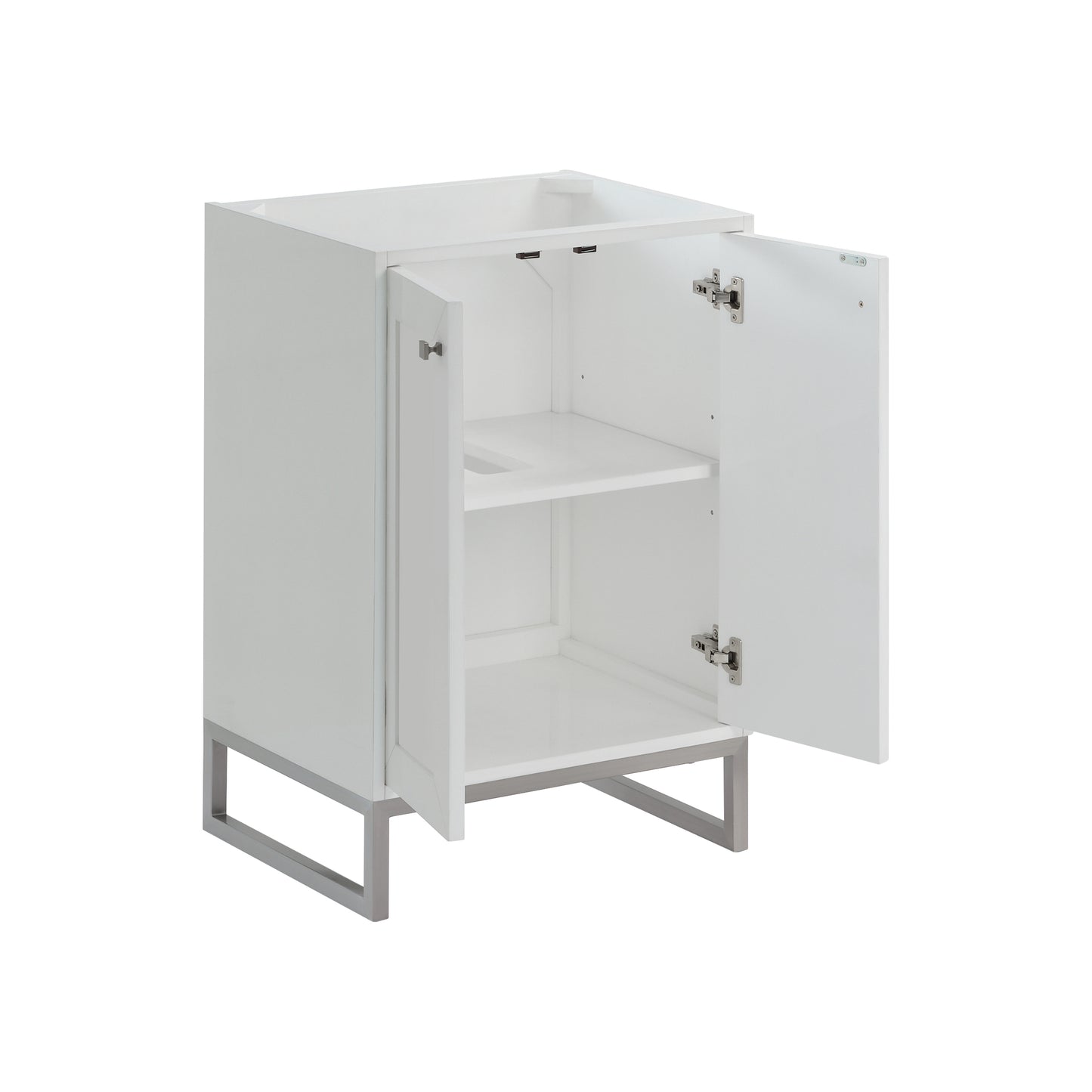 Renovate for Less Atlanta Chianti 24" Single Cabinet, Glossy White, Brushed Nickel