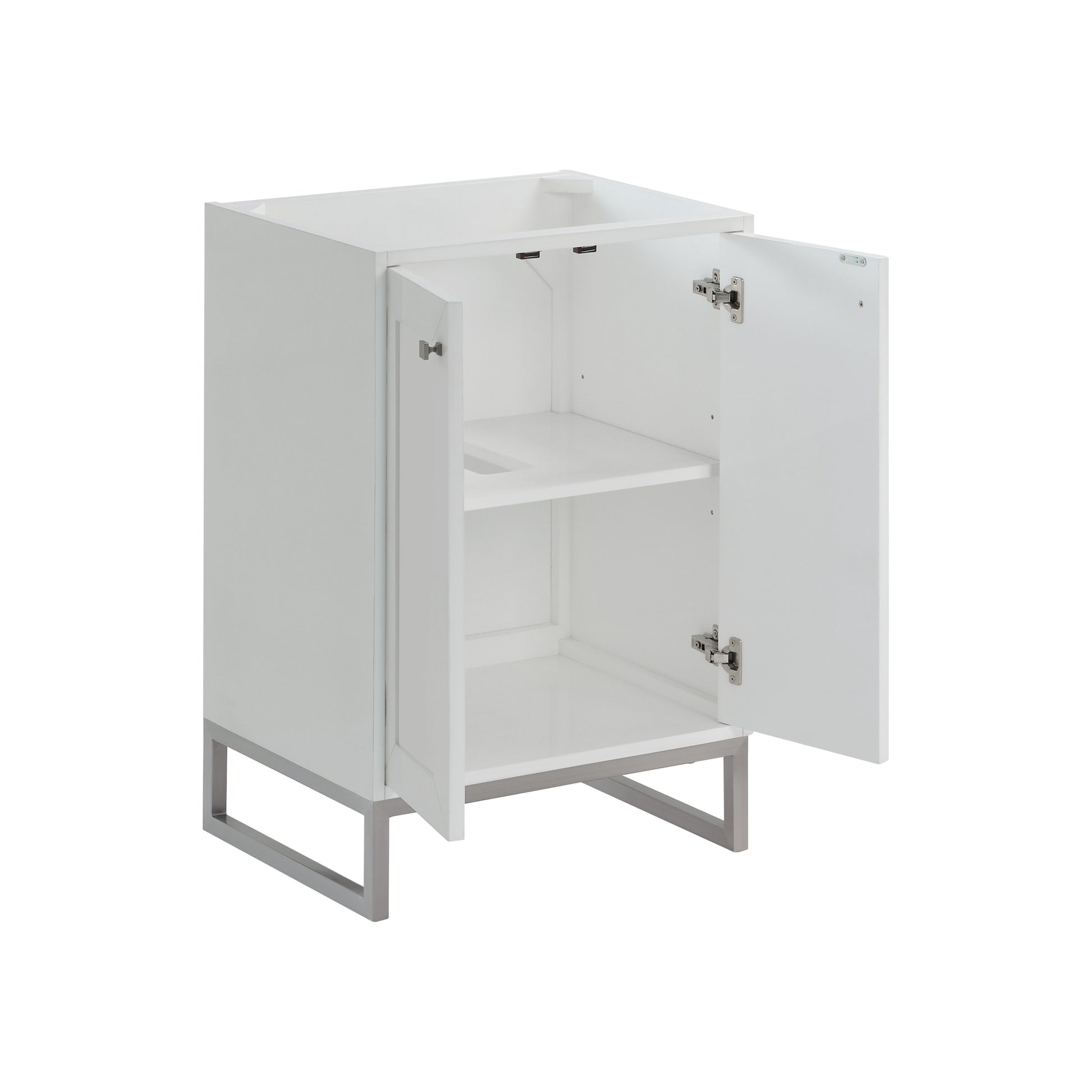 Renovate for Less Atlanta Chianti 24" Single Cabinet, Glossy White, Brushed Nickel