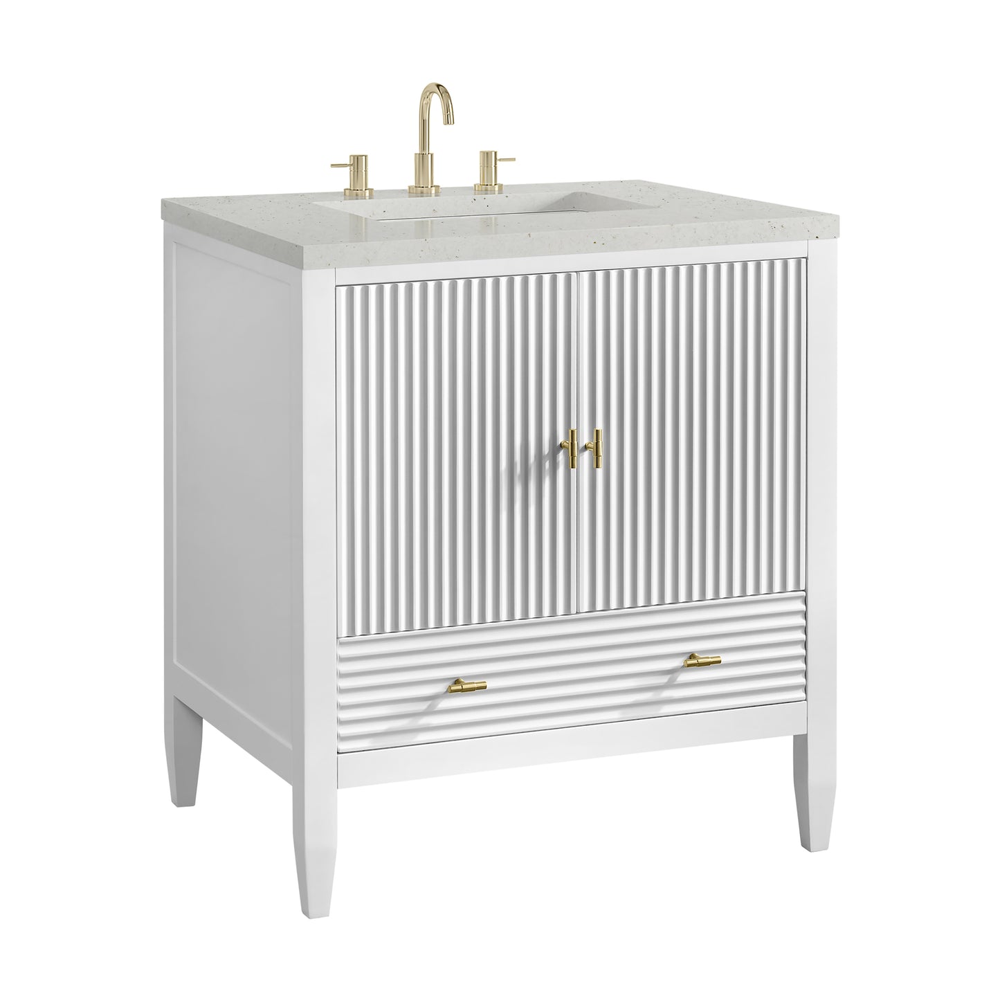 Renovate for Less Atlanta Myrrin 30" Single Vanity, Bright White w/ 3 CM Lime Delight Silestone Top