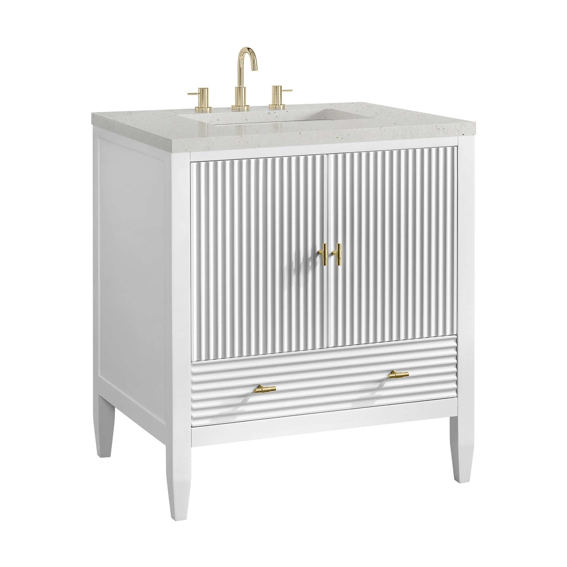 Renovate for Less Atlanta Myrrin 30" Single Vanity, Bright White w/ 3 CM Lime Delight Silestone Top