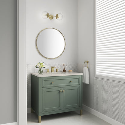 Renovate for Less Atlanta Chicago 36" Single Vanity, Smokey Celadon, w/ 3 CM Siberian Silestone Top