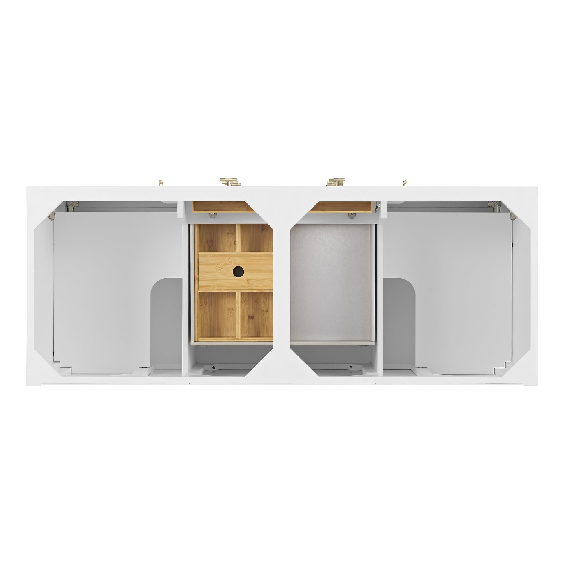 Renovate for Less Atlanta Myrrin 60" Double Vanity, Bright White w/ 3 CM Carrara White Marble Top