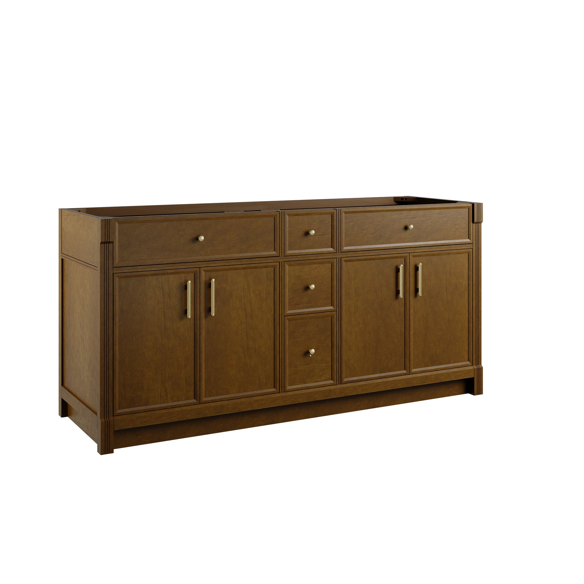 Renovate for Less Atlanta Bellshire 72" Double Vanity, Honey Oak w/ 3 CM Tajnar Eclos Top w/FreePower Wireless Charger