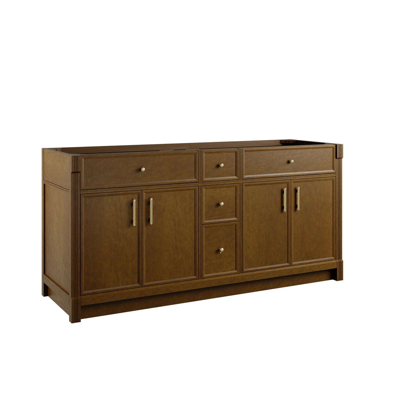Renovate for Less Atlanta Bellshire 72" Double Vanity, Honey Oak w/ 3 CM Victorian Silver Silestone Top w/FreePower Wireless Charger