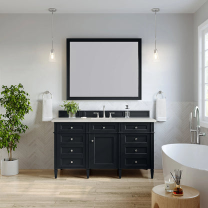 Brittany 60" Single Vanity, Black Onyx, w/ 3 CM Siberian Silestone Top