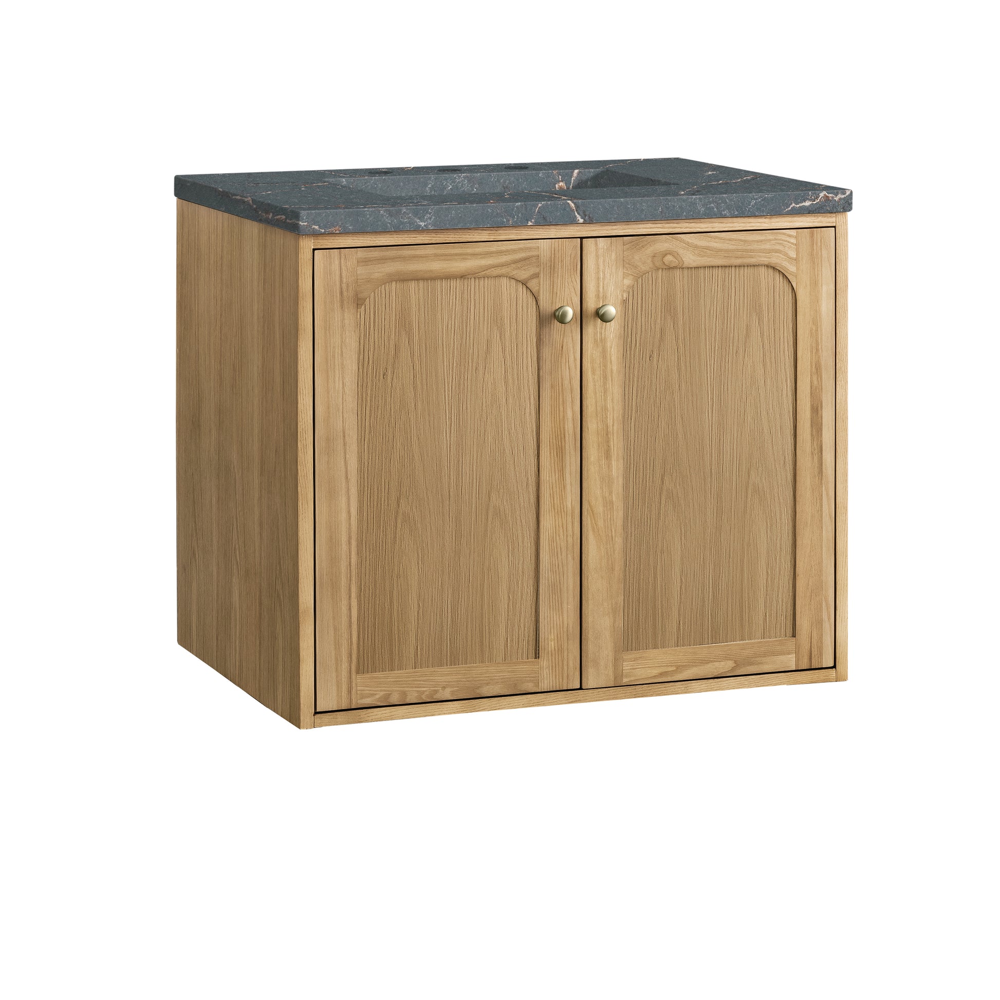 Renovate for Less Atlanta Laurent 30" Single Vanity, Light Natural Oak w/ 3 CM Parisien Bleu Top