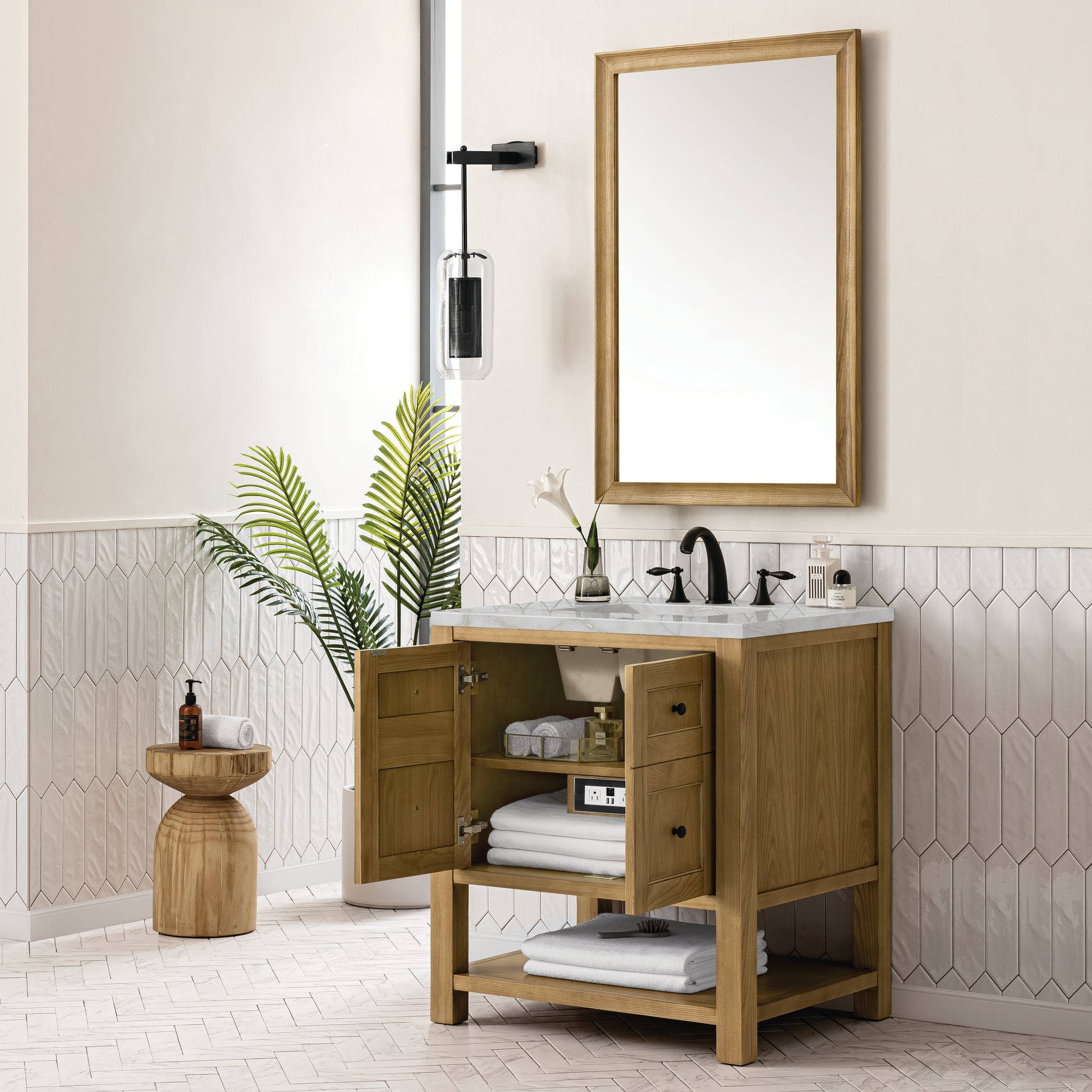 Renovate for Less Atlanta Breckenridge 30" Single Vanity, Light Natural Oak w/ 3 CM Victorian Silver Top